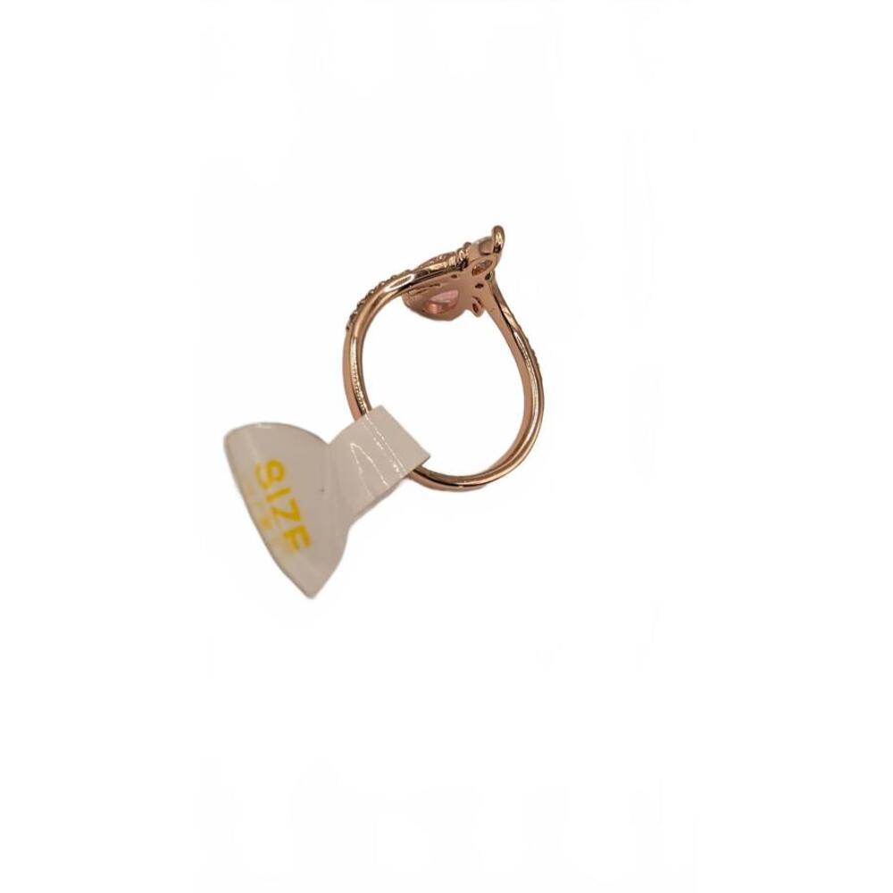 Rose Gold Ring with Pink Gemstone and Clear Accent Stones Size 7 - Picture 3 of 9